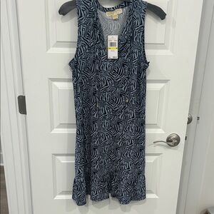 Michael Kors Zebra Print Dress in Blue/Gray